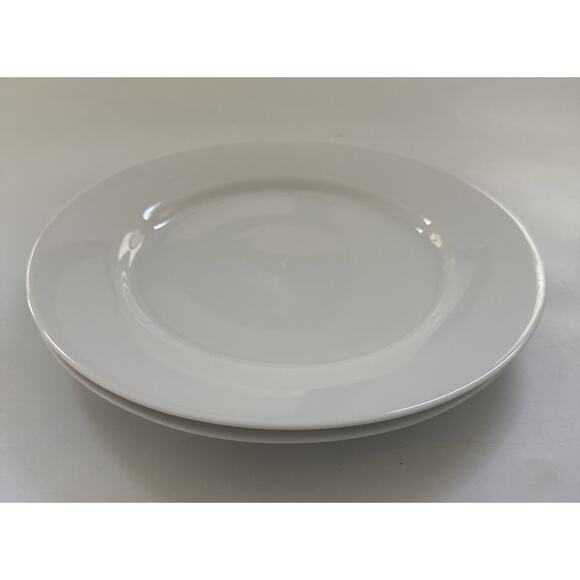 Crate & Barrel White 10.5” Dinner Plates Set of 2 Modern Traditional Dinnerware - Picture 1 of 10
